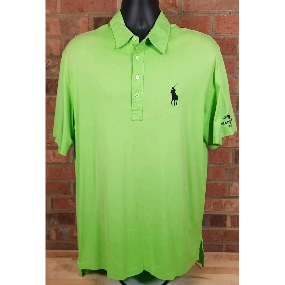Polo Ralph Lauren Mens L Shirt Long Green Vintage Lisle Charleston Golf Big Pony